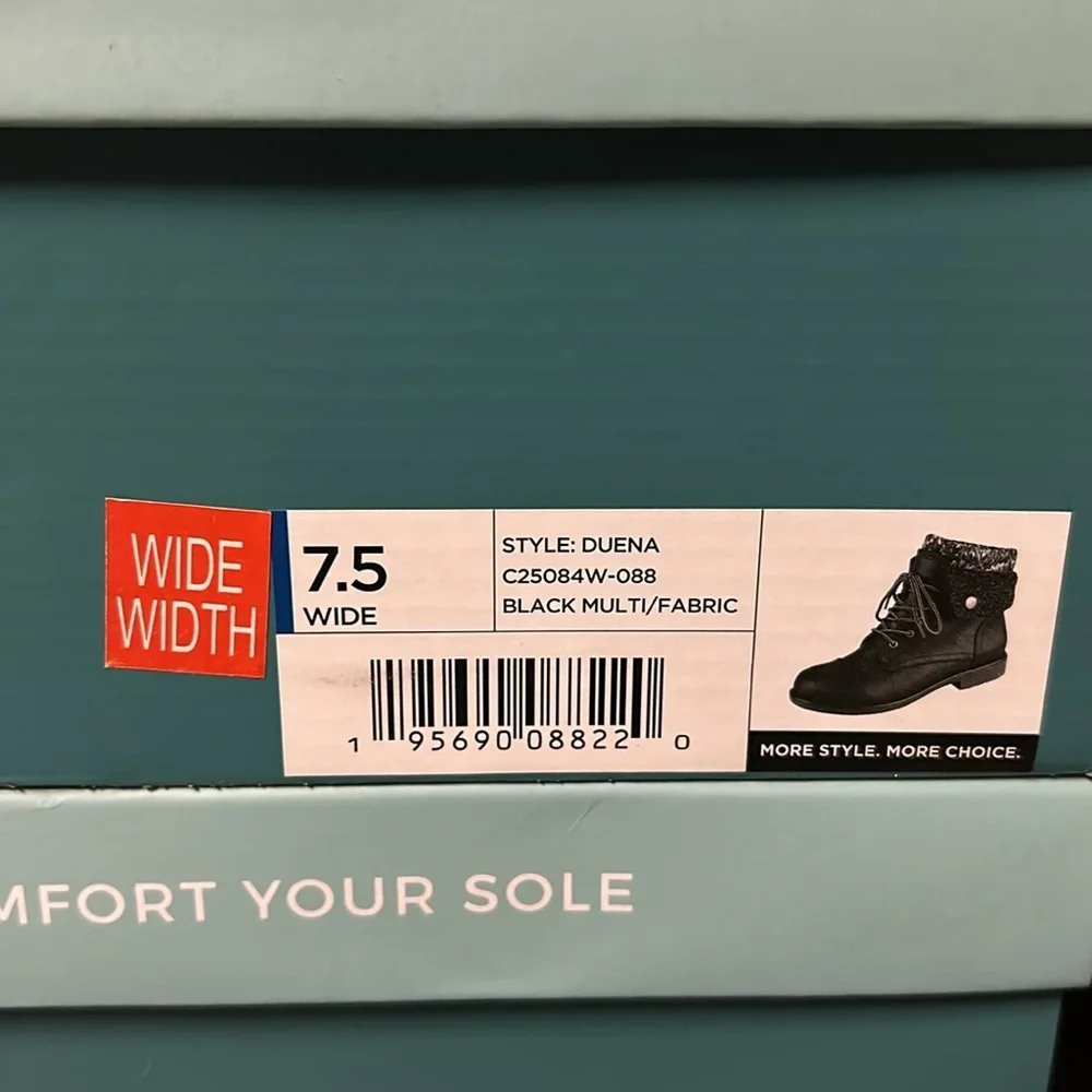 Cliff By White Mountain Woman’s Tie Up Boots Size 7.5 NIB